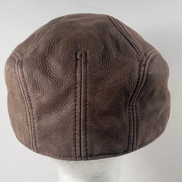 Scala Newsboy Paperboy Driving Ivy Flat Hat Cap Brown Leather Large/xlarge - Picture 12 of 16
